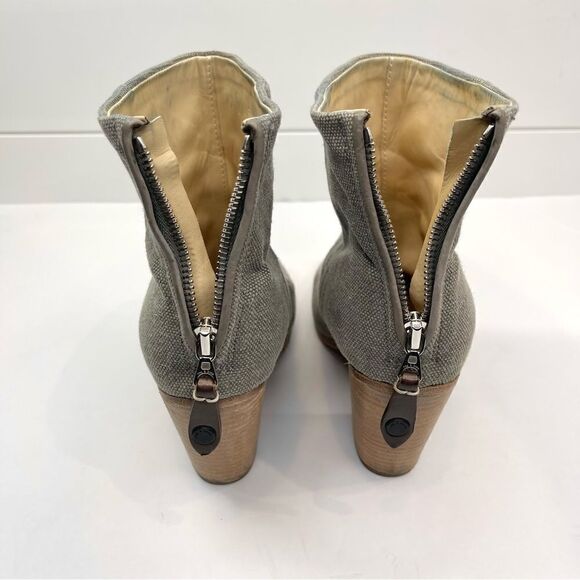 Rag & Bone Newbury Italian Canvas Stonewall Ankle Boot 7.5 Chunky Stacked Heel - Picture 13 of 16